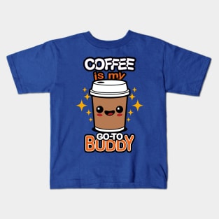 Cute Kawaii Coffee Cartoon Slogan Meme For Coffee Lovers Kids T-Shirt